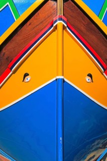 Colourful boat in harbour at Mgarr, island of Gozo, Malta, Europe