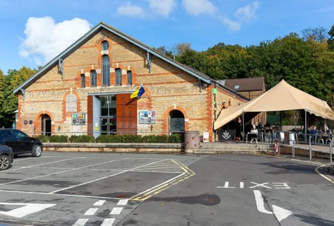 Cheese and Grain cafe and venue, Frome, Somerset, England, UK in converted industrial building