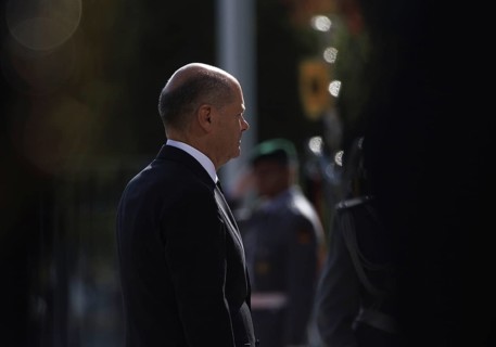 Olaf Scholz, Federal Chancellor, during a reception at the Federal Chancellery in Berlin,