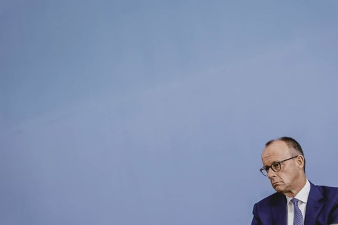 Friedrich Merz, CDU party chairman, at the Federal Press Conference on the consequences of Solingen