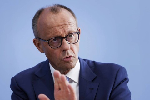 Friedrich Merz, CDU party chairman, at the Federal Press Conference on the consequences of Solingen