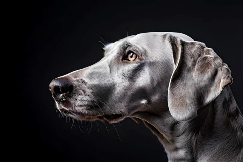 Weimaraner dog portrait, isolated on black background, ai generated, AI generated
