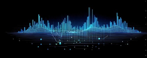 Illustration of abstract audio frequency sound wave lines, AI generated