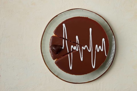 Bird's milk cake, top view, breakfast, love, chocolate heart