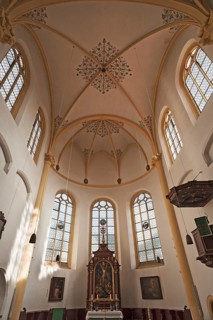 Vault and chancel of the Evangelical Lutheran Neupfarrkirche, Regensburg, Upper Palatinate,