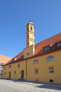 Yellow hospital church, Heilig-Geist-Kirche, Dinkelsbühl, Middle Franconia, Franconia, Bavaria,
