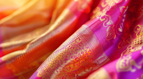 Traditional colorful Indian dress Sari., AI generated