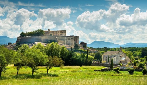Grignan. Castle and Saint Sauver collegiate. Drôme. Baronnies. Auvergne-Rhone-Alpes. France