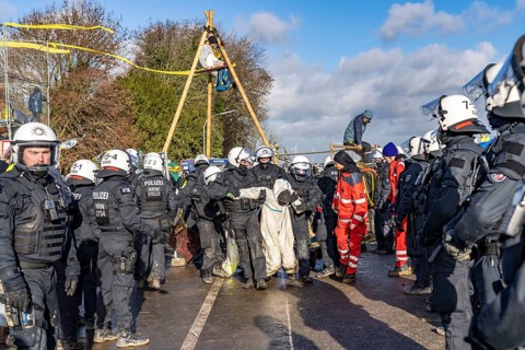 Beginning of the eviction of the Lützerath hamlet, camp of climate activists and squatters, at the