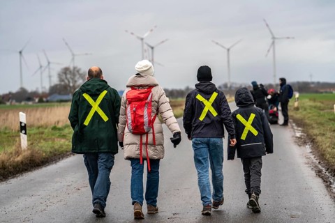 Demonstration against the demolition of the lignite village of Lützerath, from the village of