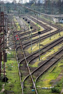 Track systems, shunting tracks, sidings, branches, the Mülheim-Styrum marshalling yard, on the