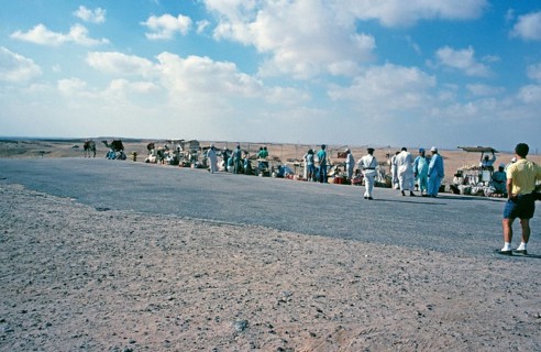 Dealer at the pyramids, Giza, Cairo, Egypt, September 1989, vintage, retro, old, historical, Africa