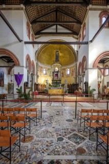 Interior view of the Basilica di Santi Maria e Donato with Byzantine mosaic pavement, Murano,