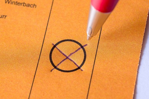 Ballot paper, cross, biros