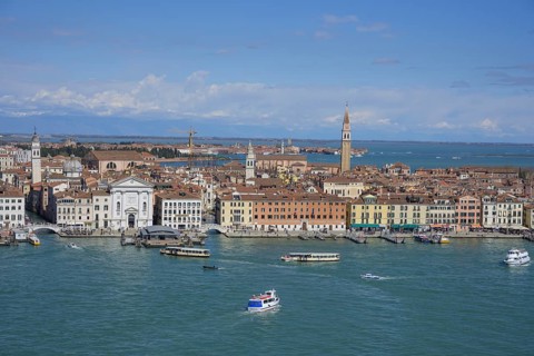 View from the tower of the San Giorgio Maggiore church to the Chiesa di San Francesco della Vigna,