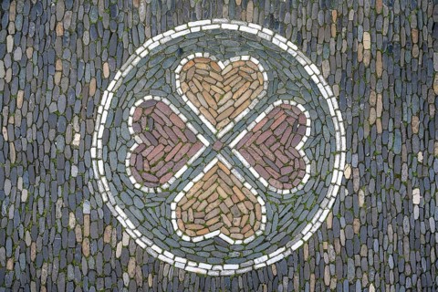 Hearts as a floor mosaic in Freiburg's historic city centre, Freiburg im Breisgau,