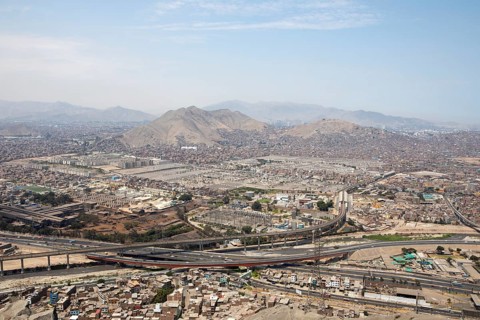 City view Lima, in front the central cemetery Cementerio Matias Maestro, Lima, Peru, South America