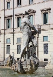 Fontana del Moro, Fountain of the Moors, Piazza Navona, Parione neighbourhood, Rome, Italy, Europe