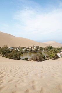 Laguna de Huacachina oasis, Ica, Ica region, Ica province, Peru, South America