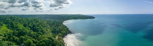 Aerial view, panorama, Marino Ballena National Park, Osa National Park, South Pacific beach and