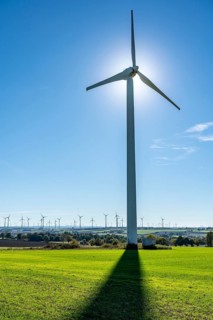 Wind farm above the village of Lichtenau, self-proclaimed energy town, Paderborn district, OWL, A