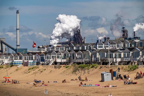The Tata Steel steel and smelting works in IJmuiden, Velsen, North Holland, Netherlands, largest