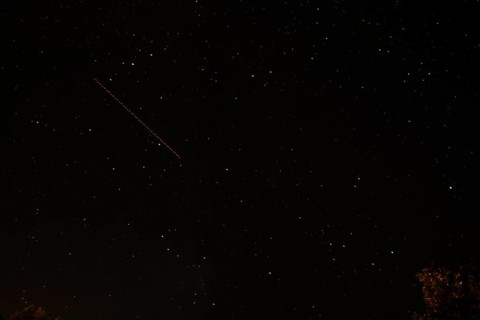 Starry sky, stars, shooting star, Perseids meteor, Lüneburg, Lower Saxony, Germany, 13 August 2024,