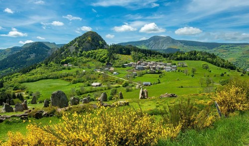 Picturesque village of Borée nestled in Monts d'Ardeche Regional Natural Park. Auvergne-Rhone-Alpes