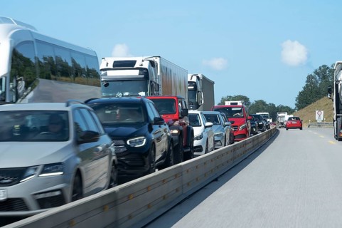 Traffic jam on the A6 Nuremberg-Heilbronn motorway, Bavaria, Germany, Europe
