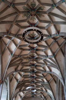 Vaults in the side aisle of the Gothic Heilig-Kreuz-Münster, Rottweil, Baden-Württemberg, Germany,