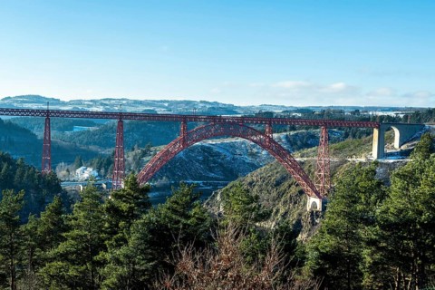 Garabit Viaduct built by Gustave Eiffel on river Truyere, Cantal department, Auvergne-Rhone-Alpes,