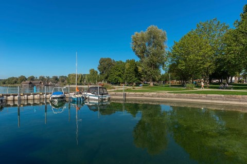 Unteruhldingen, Lake Constance, Lake Dwelling Museum, park, water reflection, reconstruction, Stone