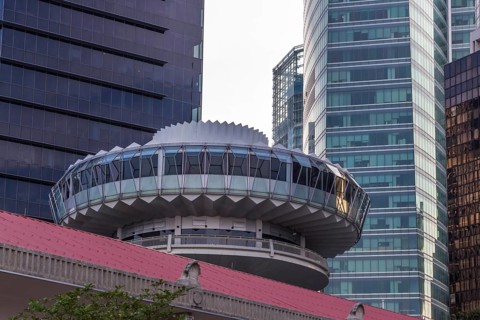 Part of modern building and skyscapers in Singapore