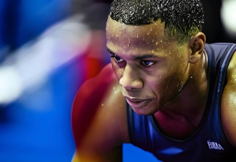 Portrait of sweating man after workout, AI generated