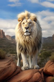 Male Lion in the desert, Africa, AI generated