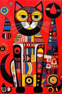 Imaginary cat in fantasy multicolored style, AI Generated