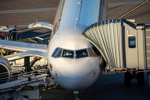 Eurowings Airbus at Terminal 1 C-Gates, Cologne-Bonn Airport, CGN, North Rhine-Westphalia, Germany,