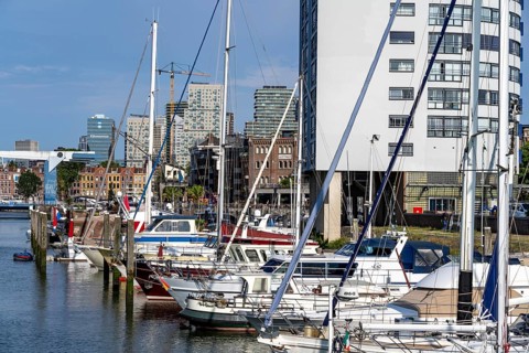 Rotterdam Marina, sports boat harbour, sailing boats, motor yachts, in the inland harbour,