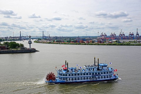 Europe, Germany, Hanseatic City of Hamburg, Elbe, Harbour, View to Köhlbrand with view to Köhlbrand