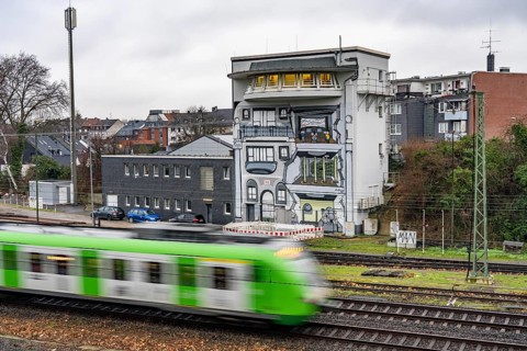 The Deutsche Bahn AG signal box in Mülheim-Styrum, controls train traffic on one of the busiest