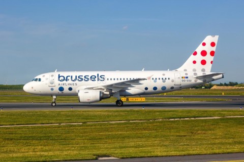 A Brussels Airlines Airbus A319 aircraft with the registration number OO-SSU at Split Airport,
