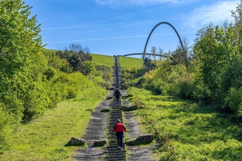 The Hoheward spoil tip, main part of the Hoheward Landscape Park, Himmelsstiege, 529 steps lead