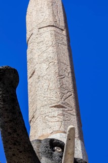 Egyptian obelisk on a lava stone elephant in the Piazza del Duomo, Catania, Sicily, Italy, Europe