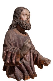 Figure of Jesus, on a white background, around 1470, only the body of the palm tree still exists,