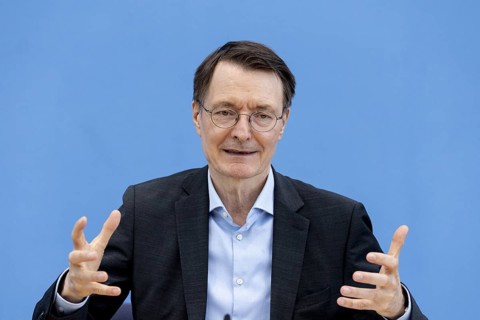 Karl Lauterbach (SPD), Federal Minister of Health, recorded during the press conference on the