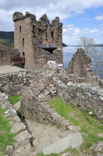 The ruins of Urquhart Castle beside Loch Ness near Drumnadrochit, Scotland, UK