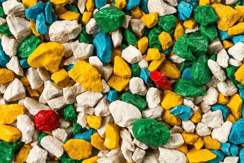 Colored crushed stone, for landscape design, background, close-up, mix, multicolored, no people