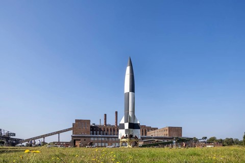 Model of the Aggregat 4 (V 2) rocket. Historical-Technical Museum, Peenemünde Monument Landscape.
