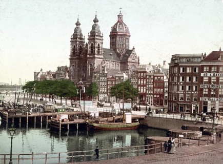 St Nicolas Church, Basilica of St Nicholas, Amsterdam, Holland, 1890, Historical, digitally