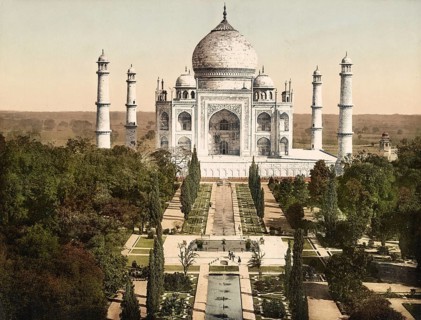 Agra. Taj Mahal, India, digitally restored reproduction from a 19th century original, record date